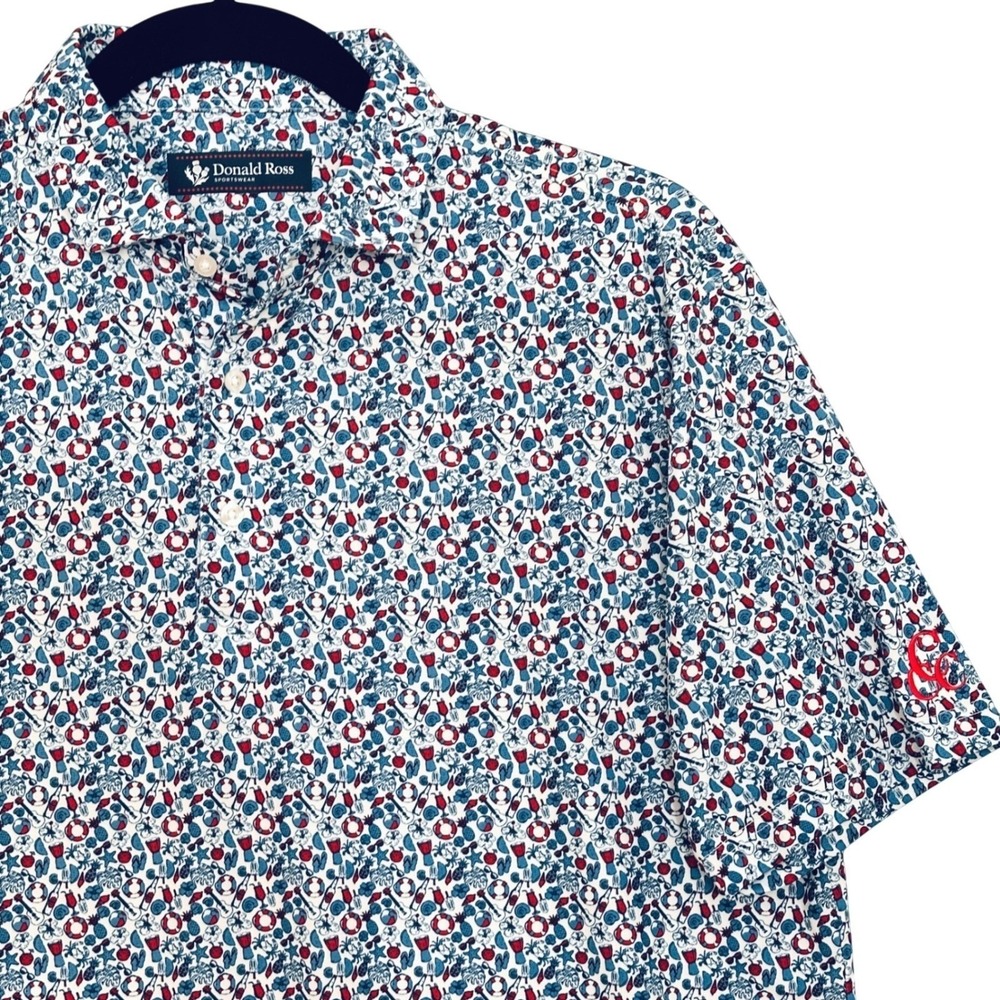 Donald Ross Mens Shirt L Concord Beach Party Polo UPF 50 Performance Golf Logo
